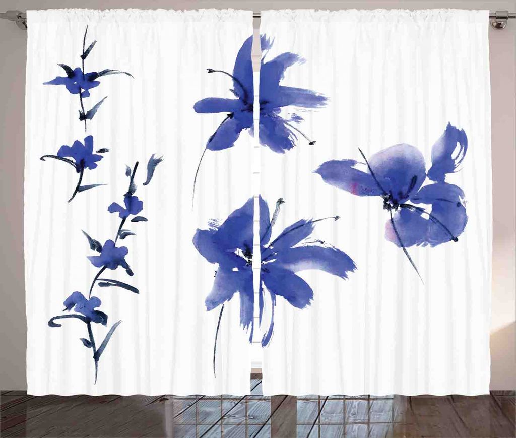 ABAKUHAUS Blume Rustikaler Vorhang, Orientalische antike Kunst, Wohnzimmer Universalband Gardinen mit Schlaufen und Haken, 280 x 225 cm, Dunkel vio...