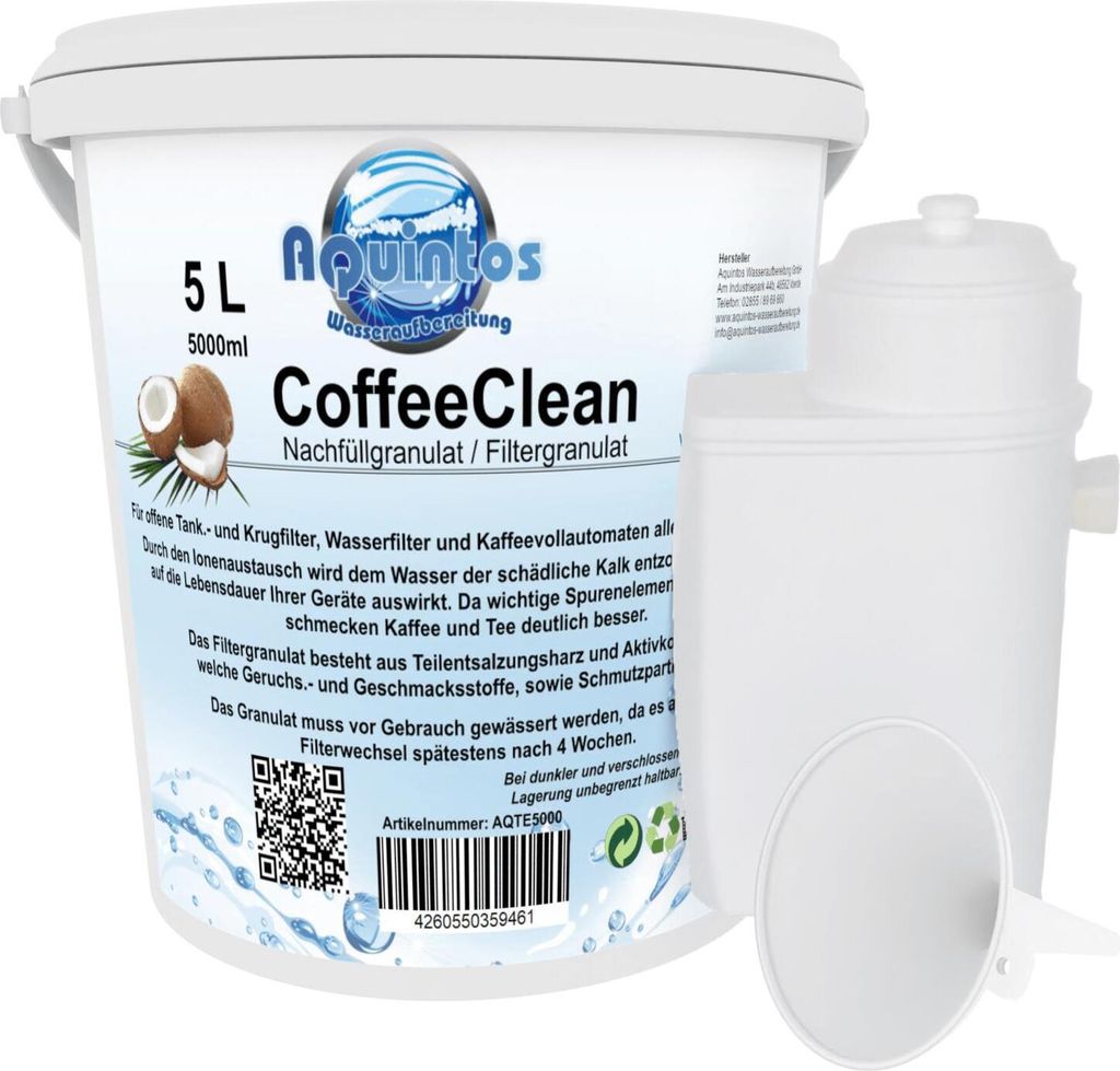 Nachfüllset Wasserfilter passend für Siemens EQ Kaffeevollautomaten und Bosch VeroSelection VeroBar AromaPro VeroCafe 5 Liter Nachfüllset