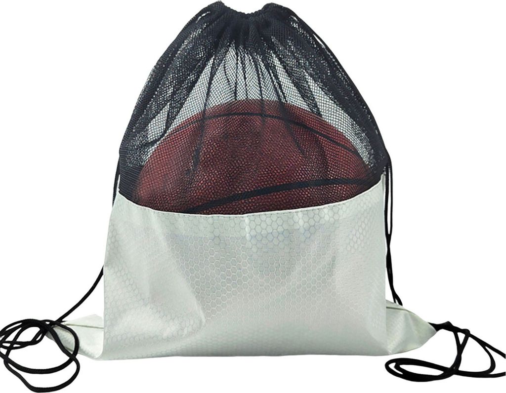 Basketball-Aufbewahrungstasche, Sport-Gym-Rucksack, Kordelzug-Design, wasserdicht, Wabengewebe, durchsichtiges Netzgewebe, Fußball-Fußballtasche