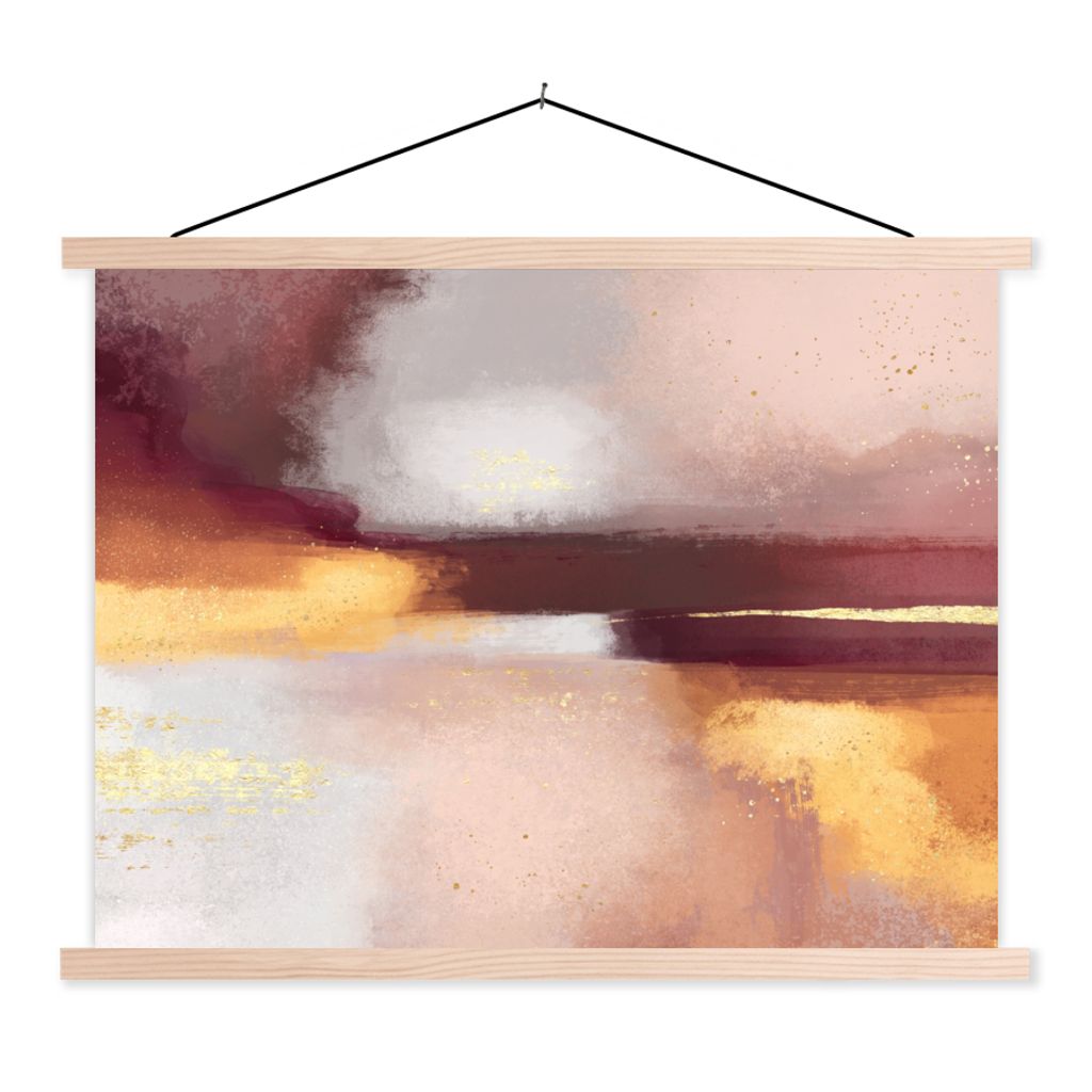 MuchoWow Textilposter Malen - Abstrakt - Pastell 120x90 cm mit holzfarbenen Rahmen - Magnetisch