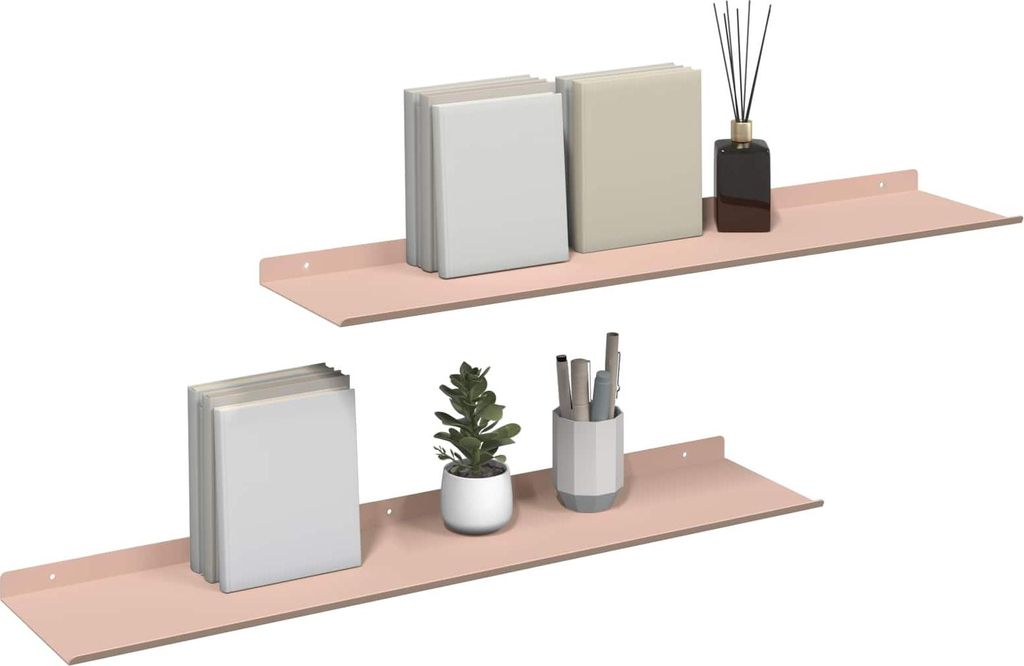 "Springschlussverkauf "Schwebendes Regal - CLORIS - Robust und langlebig - Wandboard Bücherregal - 2 pcs Rosa 80x18x2,5cm Stahl - Wandregale Germa...