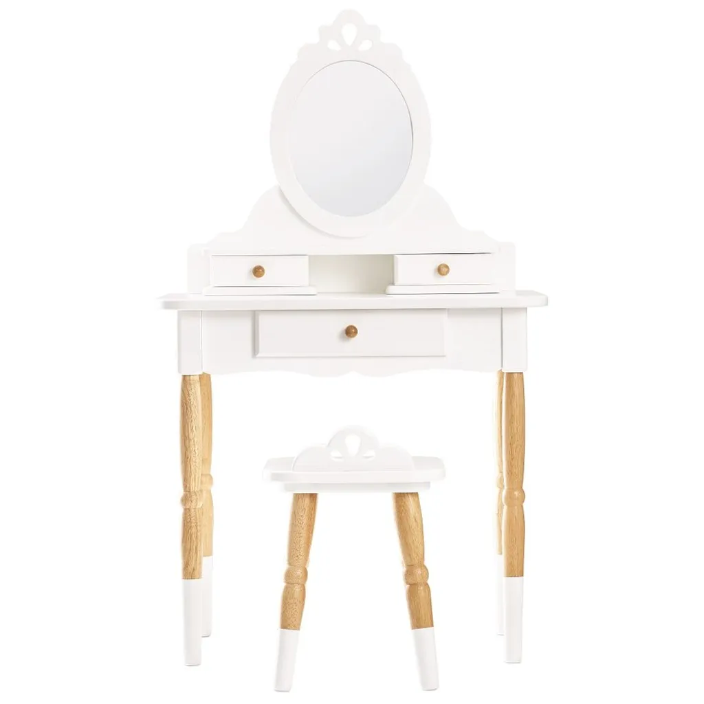 Coiffeuse d'Angle Gain de Place pour Petite Chambre avec Miroir Triptyque