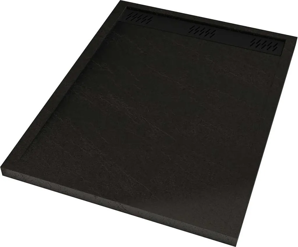 Receveur de douche noir 90x120 cm antidérapant effet pierre