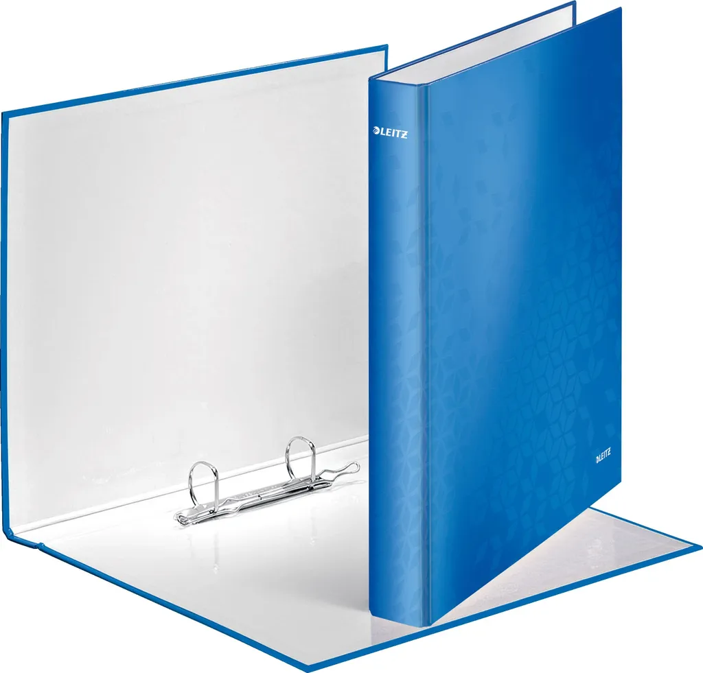 Classeur Leitz WOW bleu résistant avec mécanisme 2 anneaux en D inox - 2
