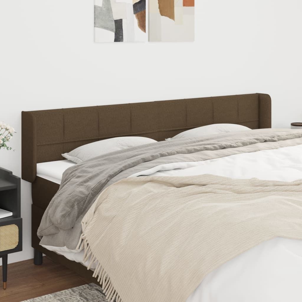 The Living Store Kopfteil mit Ohren Dunkelbraun 183x16x78/88 cm Stoff