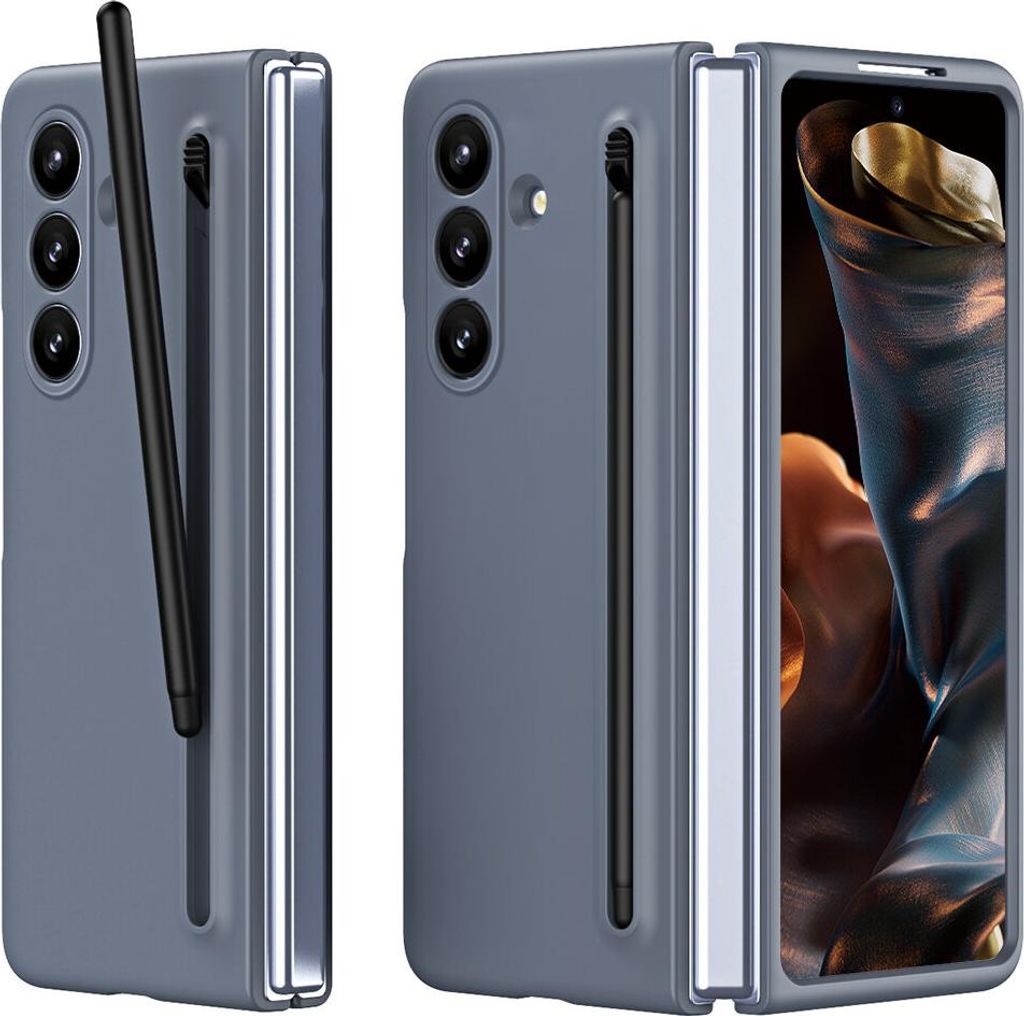 Handyhülle für Samsung Galaxy Z Fold 7 Schlank Stoßfest Kratzfest Schutzhülle mit Eingabestift Dunkelgrau