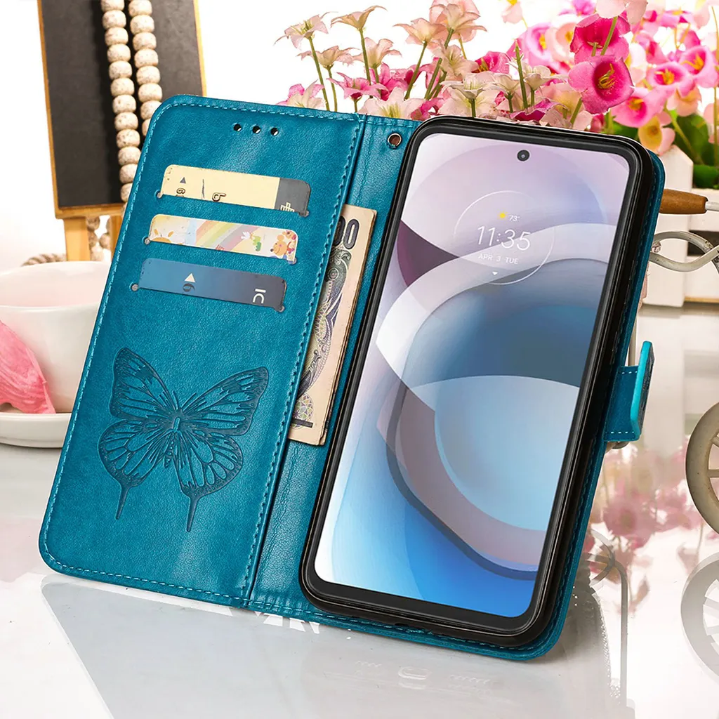 Cover Motorola One 5G Ace Pelle Blu | Custodia Flip con Supporto - 5