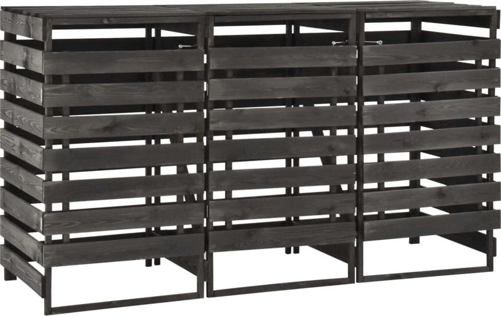 vidaXL Mülltonnenbox für 3 Tonnen 210x75x121 cm Kiefer Massivholz
