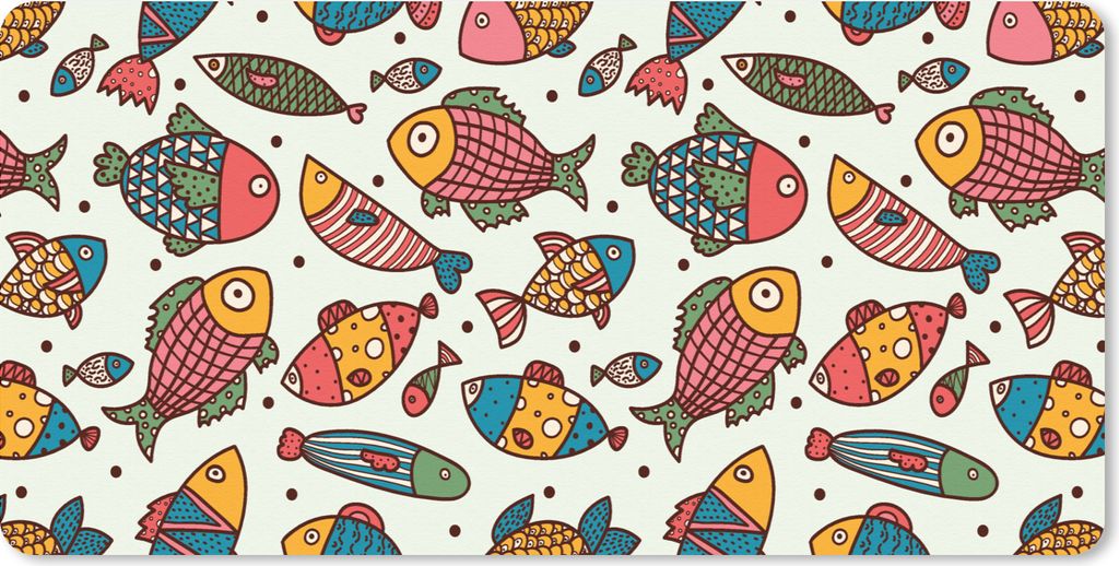 MuchoWow Mauspad Mousepad Muster - Meer - Fische - Meerestiere 60x30 cm - Mousepads - Maus Mat - Pad - Mausunterlage - Nachhaltig
