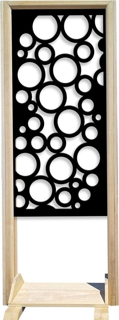 CIRCLE – Raumteiler – Modulierbarer Paravent – 70x190 cm – aus Holz und PVC schwarz