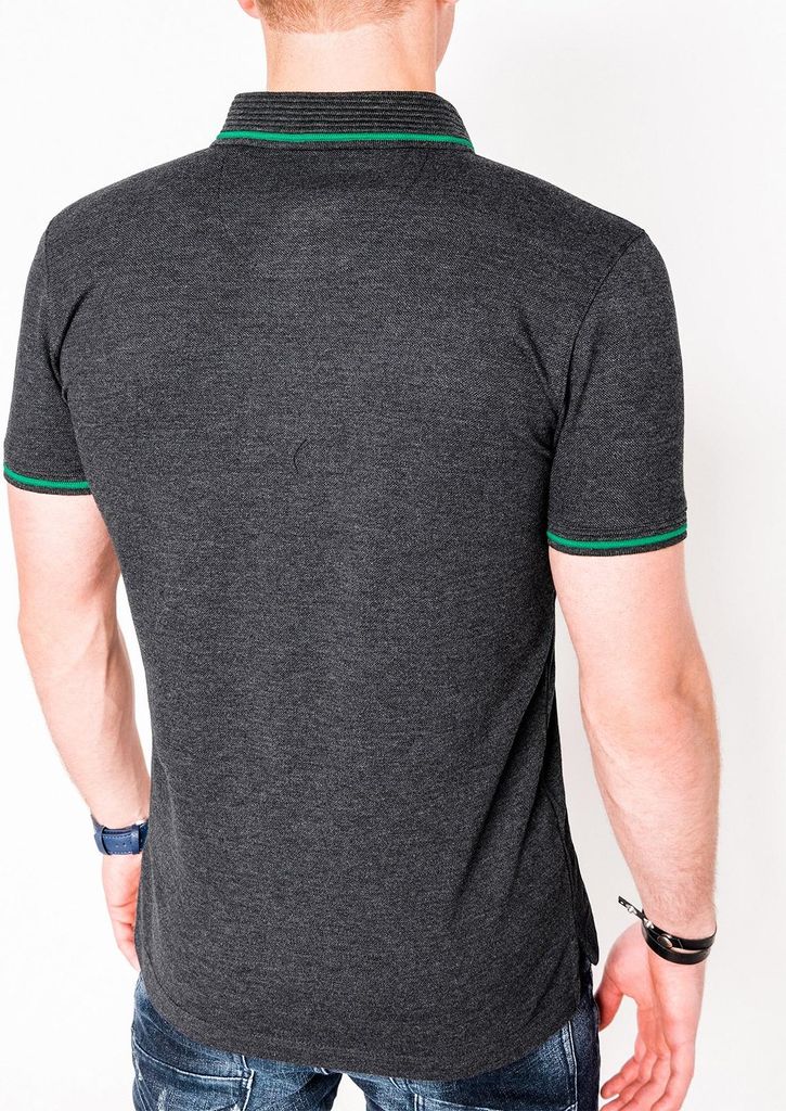 Ombre Clothing Herren-T-Shirt mit Kragen Crush dunkelgrau S