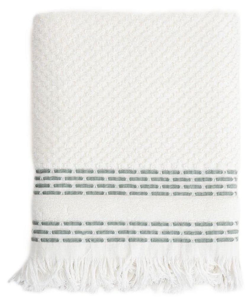 HOMLA Ręcznik ROSOP boho z pistacjowymi paskami 70x130 cm Zdjęcie produktu 