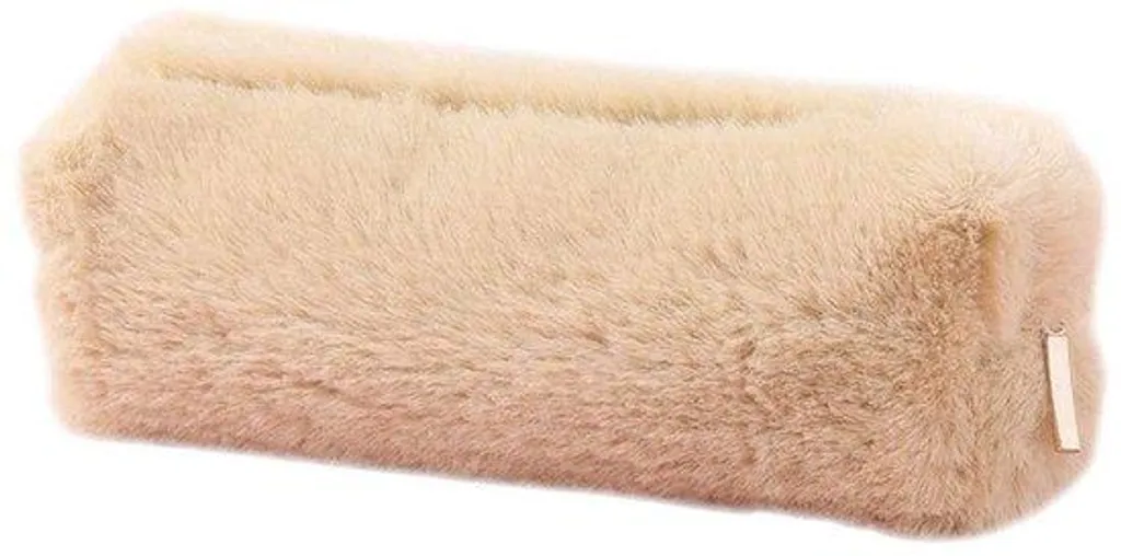 Trousse maquillage kaki peluche : finis les sacs en désordre pour ados 1pc