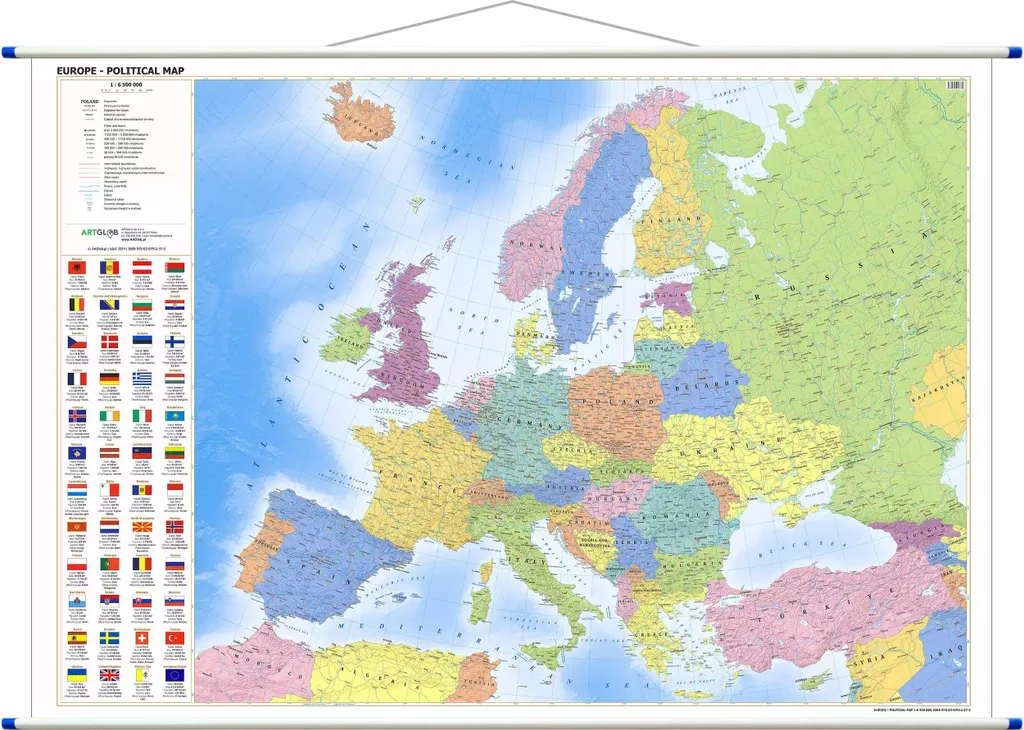 Grande Carte Géographique Europe Murale Anglais pour Bureau et École