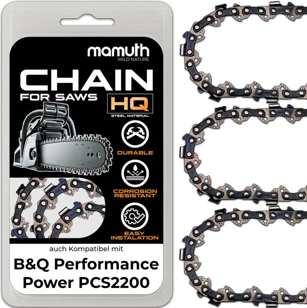 3x Sägekette Kettensäge 45cm 1,3mm 3/8" 62TG für B&Q Performance Power PCS2200