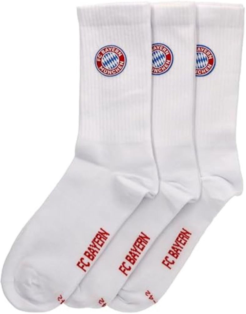 FC Bayern München Socken weiß 3er-Set 39-42 Sportsocken Produktbild 