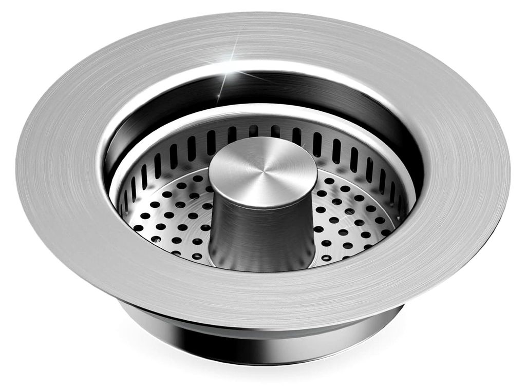 3-in-1 Waschbeckenstöpsel, Abflussstopfen mit Sieb > 70 mm, Spülbecken Bohrung 75-86 mm für Küchenspüle und Badewanne