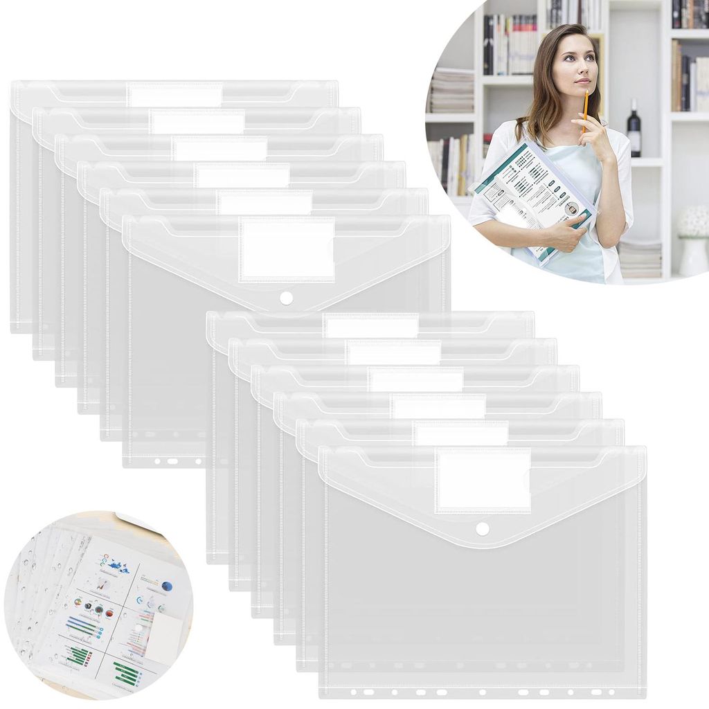12 Pack Dokumententasche, A4 Transparent Dokumentenmappe, Produktbild 