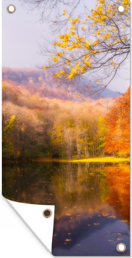 MuchoWow 40x80 cm Outdoor-Poster Gartendeko Sichtschutz Garten Poster für den Garten Natur - Wald - Herbst