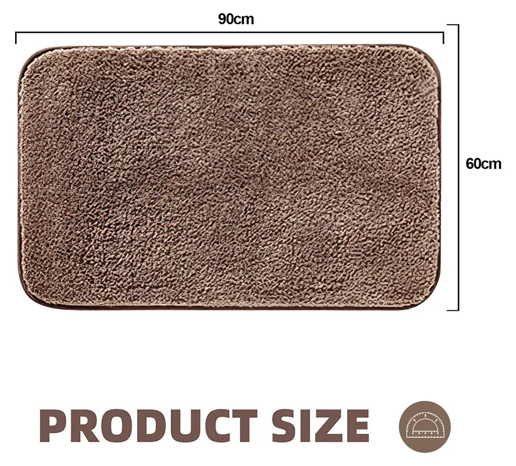 Tapis de douche antidérapant marron clair, microfibre douce 60x90cm