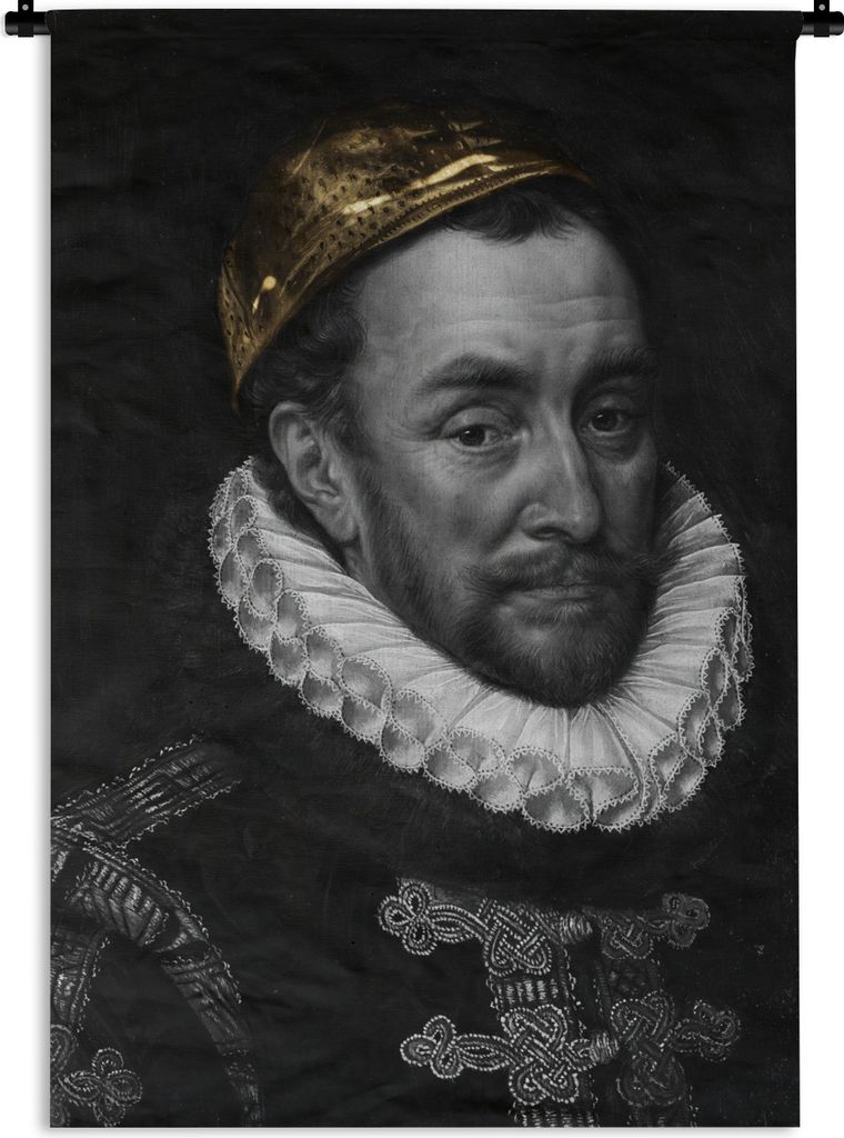 MuchoWow Wandteppich Wandbehang Wilhelm von Oranien - Adriaen Thomasz - Gold 90x135 cm Tapisserie Dekoration Wandtuch - Baumwolle - Wandskulptur