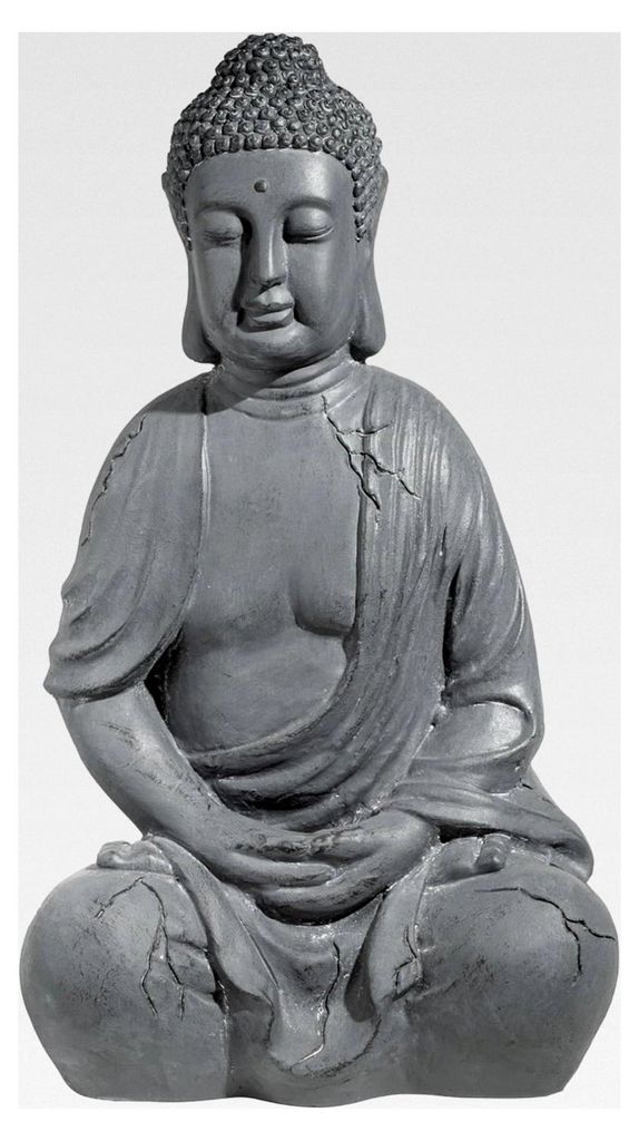 Großer Buddha 50 cm Steinoptik Garten Deko Figur Skulptur Feng Shui sitzend