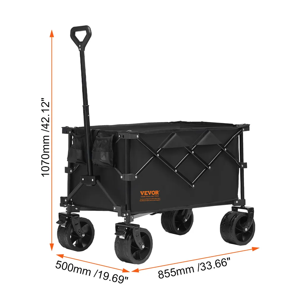 VEVOR carrello a mano 855 x 500 x 1070 mm Passeggino in tessuto Oxford 600D con rivestimento in PVC Carrello da spiaggia 113 L capacità di stoccaggio max. 113 kg capacità di carico Carrello da trasporto Carrello per attrezzature Carrello a mano - 8
