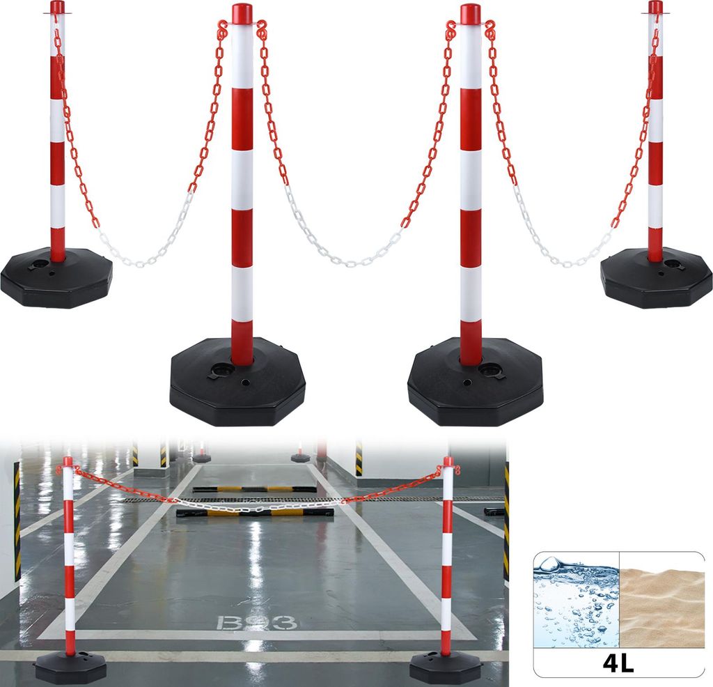 XINZI 4 ks PE zábran 82 cm - červeno-bílé výstražné barvy, Obrázek produktu 