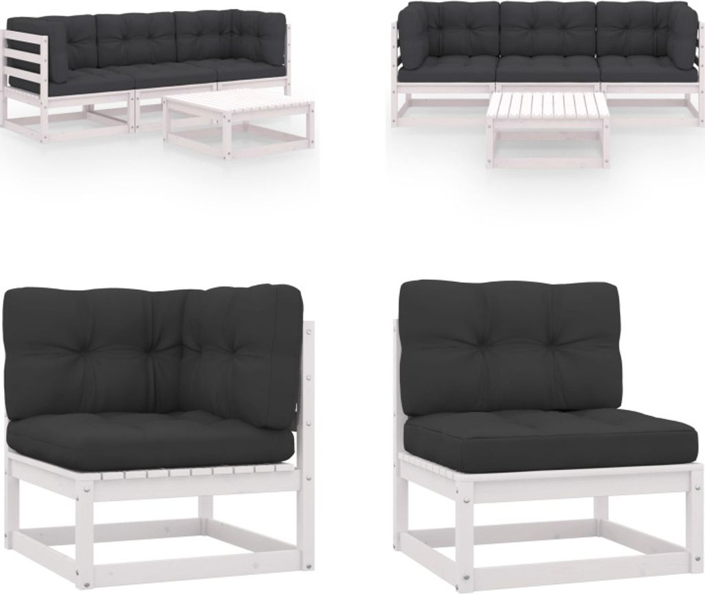 vidaXL 4 tlg. Garten Lounge Set mit Kissen Kiefer Massivholz - Gartenmöbel-Set - Gartenmöbel-Sets - Gartengarnitur - Gartengarnituren