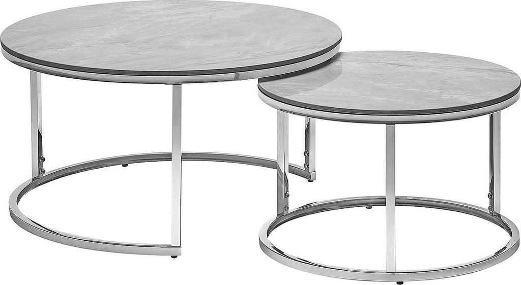 Couchtisch-Set JONES 80 – Grau/Chrom Produktbild 