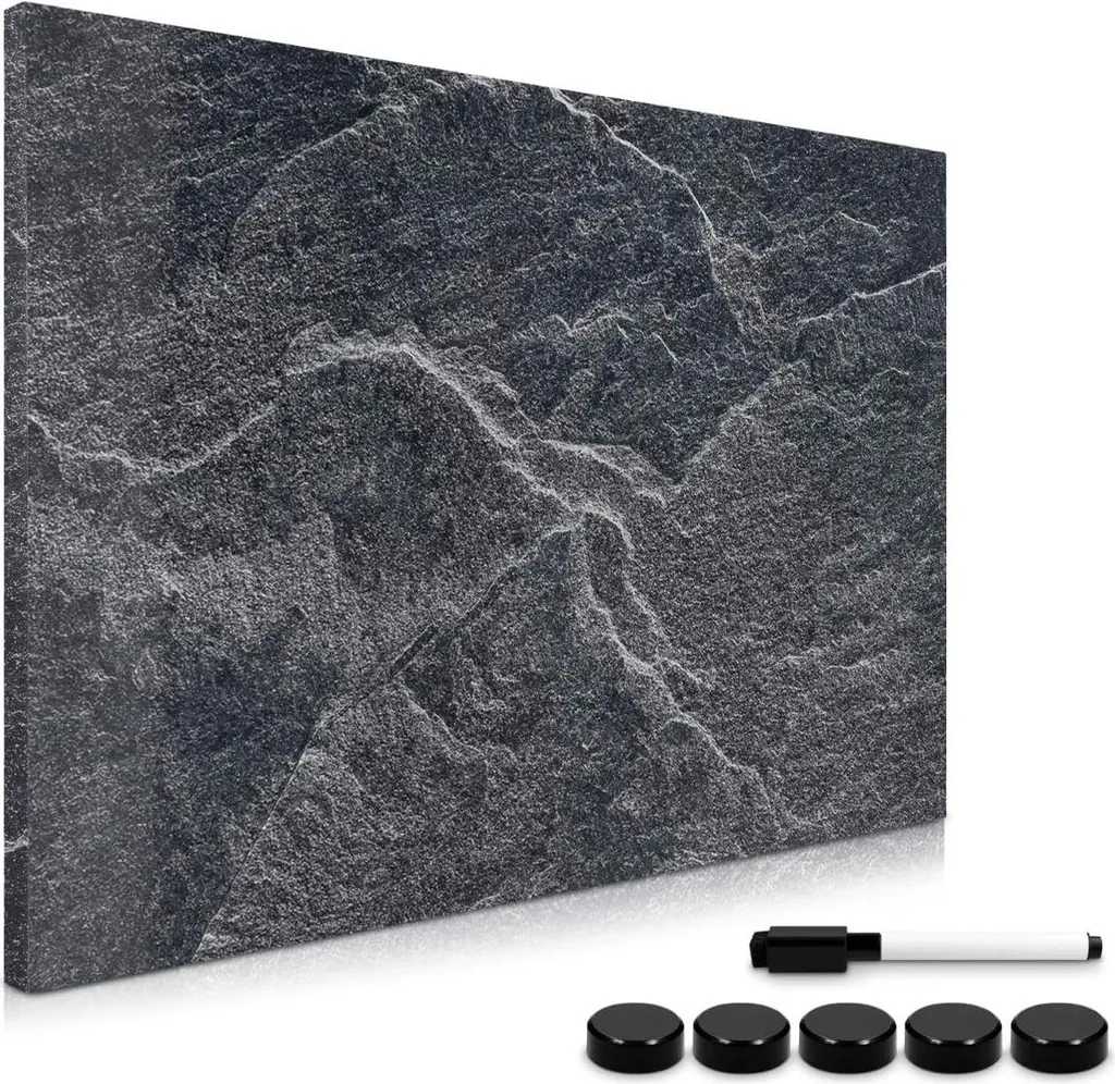 Pêle-mêle magnétique mural 60x40 cm aspect pierre sombre pour bureau