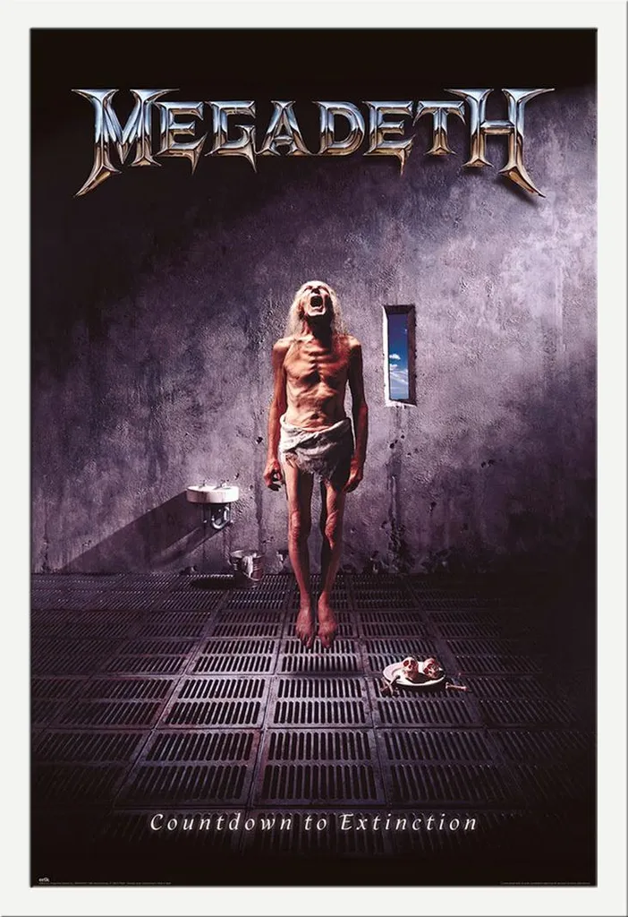 Poster Megadeth sous Vitre Acrylique et Cadre Amovible Shinsuke Blanc