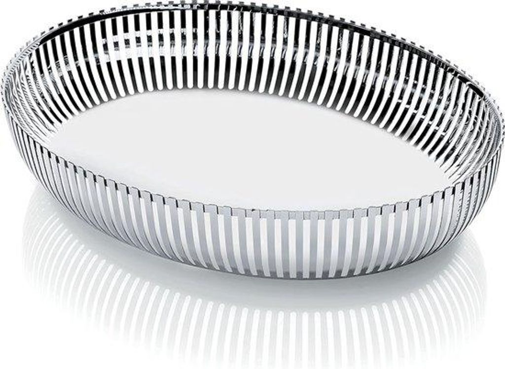 Ovale Metallschale aus Edelstahl 18/10 glänzend poliert