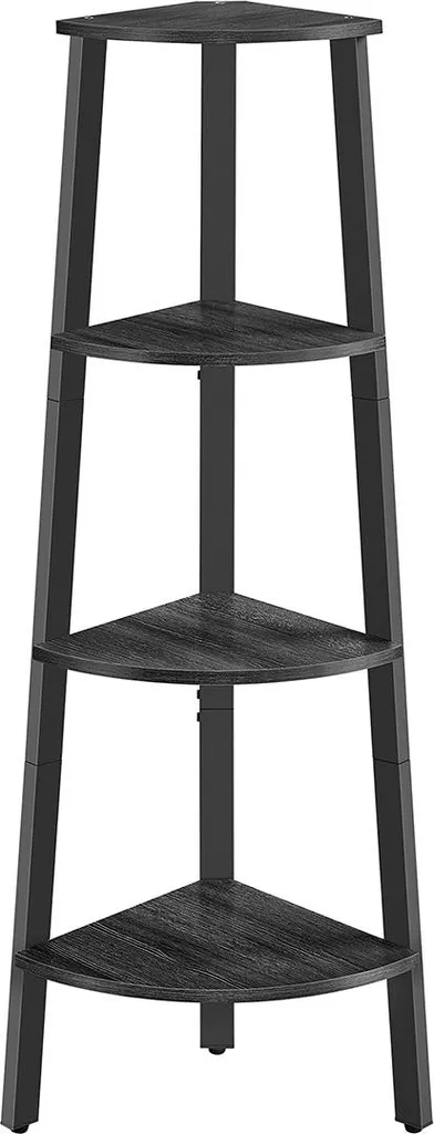 Meuble de rangement d'angle 4 étagères coloris anthracite et noir mat
