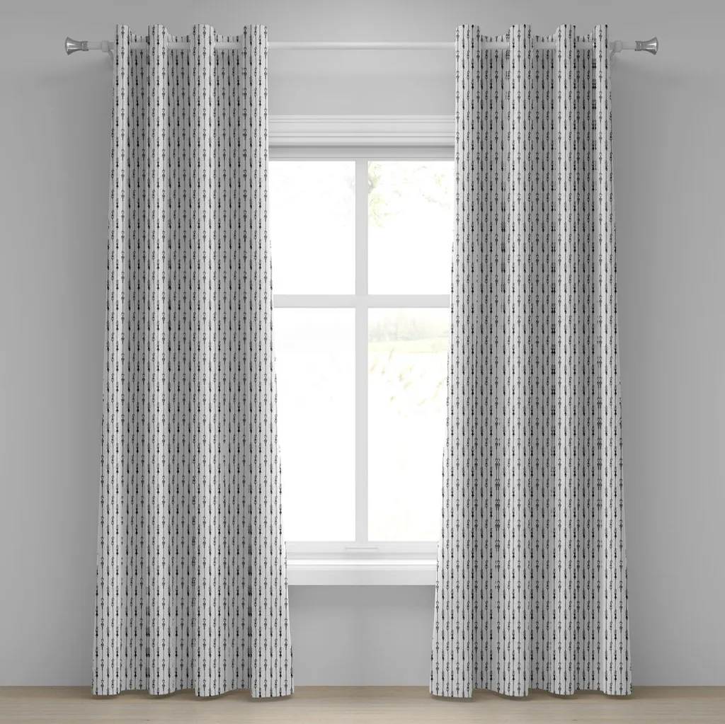 Paire de rideaux motif flèches gris - Finition œillets 280 x 175 cm