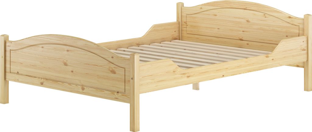 Überlanges Doppelbett 140x220 Kieferbett Massivholz Ehebett Zubehör wählbar V-60.30-14-220Rollrost inkl.