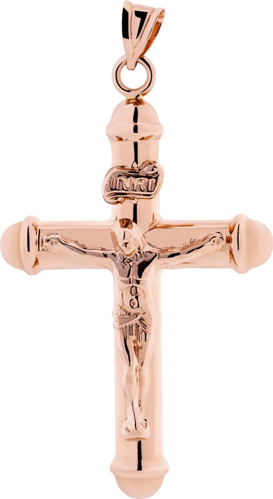 Golders Kreuzanhänger mit Kruzifix aus 585 Rotgold, Goldschmuck für Damen