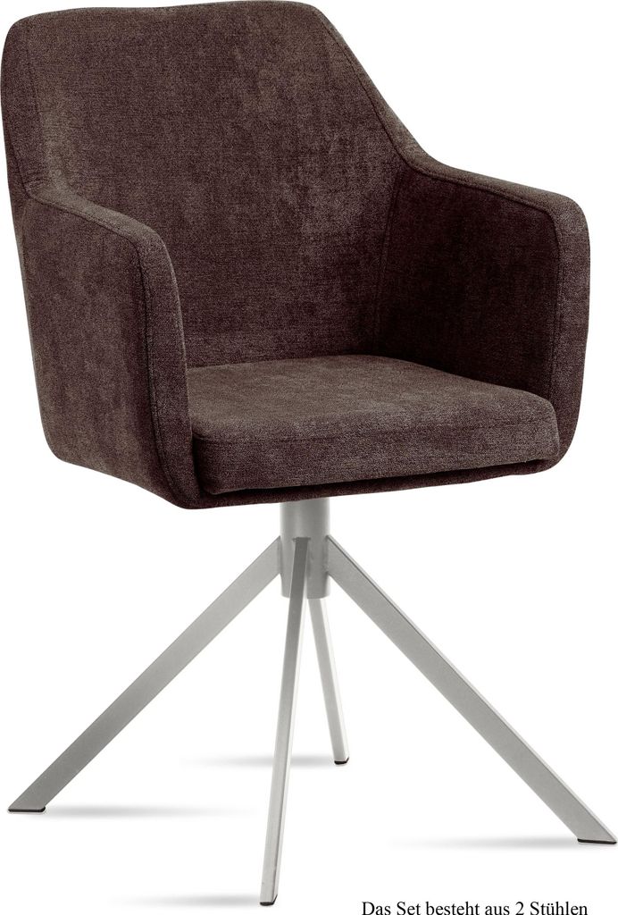 Armlehnstuhl (2er-Set) Dorrie 57x87x60 Edelstahl/Braun