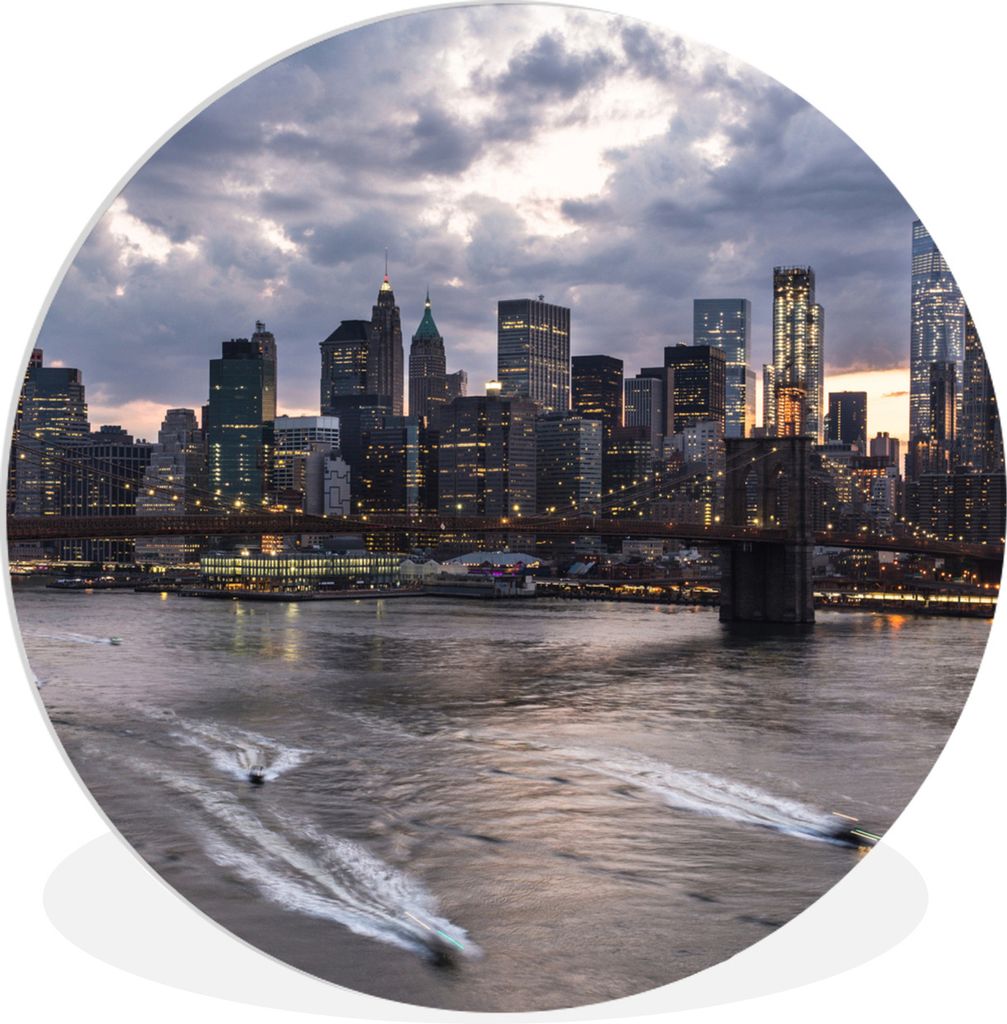 MuchoWow Rundes Wandbild - Runde Bilder Wolkendecke über New York Ø 30 cm Kreis Wanddekoration Kunststoff - Wandkreis - Wandschmuck - Schlafzim...