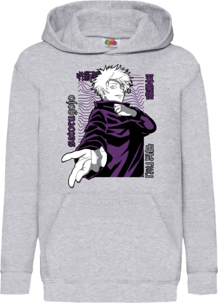 Kinder Kapuzenpullover Japan Manga Comics Anime Jujutsu Anime Manga Kaisen Satoru Gojo 02 Var-045- Gojo 02, 9-11 Jahr - 140 / Grau