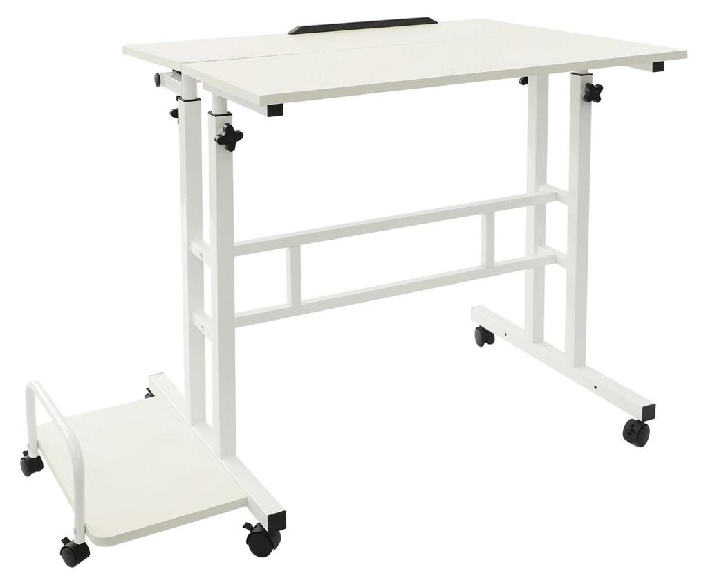 Mobiler Laptop-Tisch - Höhenverstellbarer Rolltisch - Höhe 67–115 cm - Platte 74×54 cm - Traglast 20 kg - MDF & Kohlenstoffstahl - Rechteckig ...