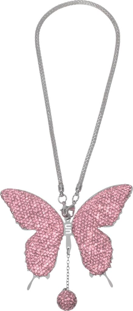 1 Stück künstlicher Kristall-Schmetterling Auto-Rückspiegel-Anhänger Zubehör Auto-Hängeornament Pink