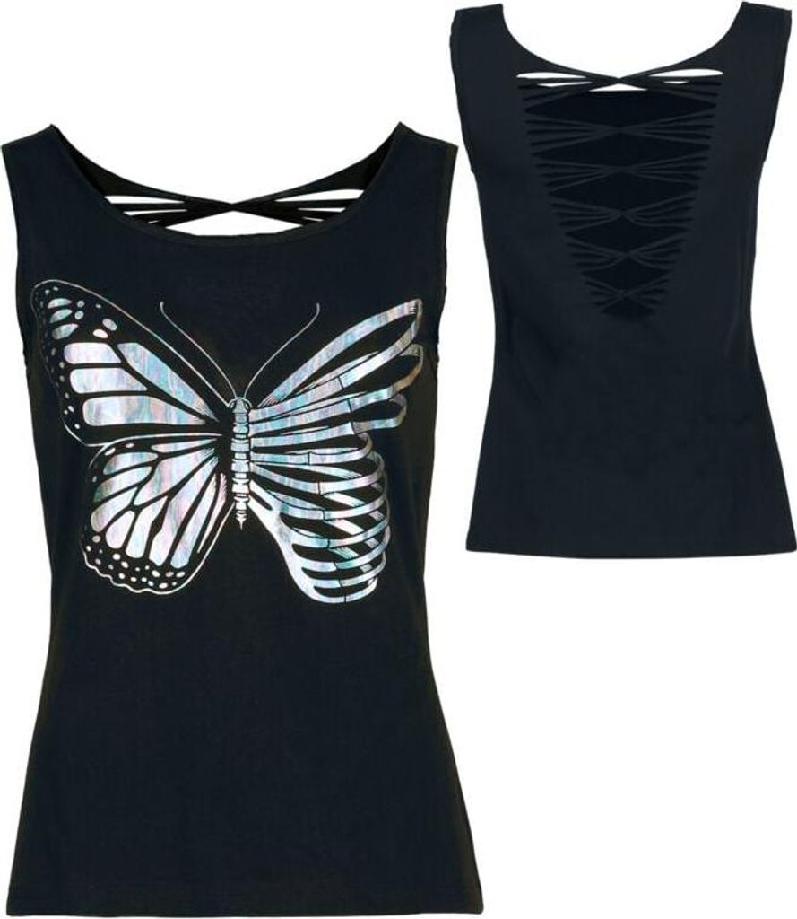 Full Volume by EMP Damen schwarzes Top mit Foliendruck L