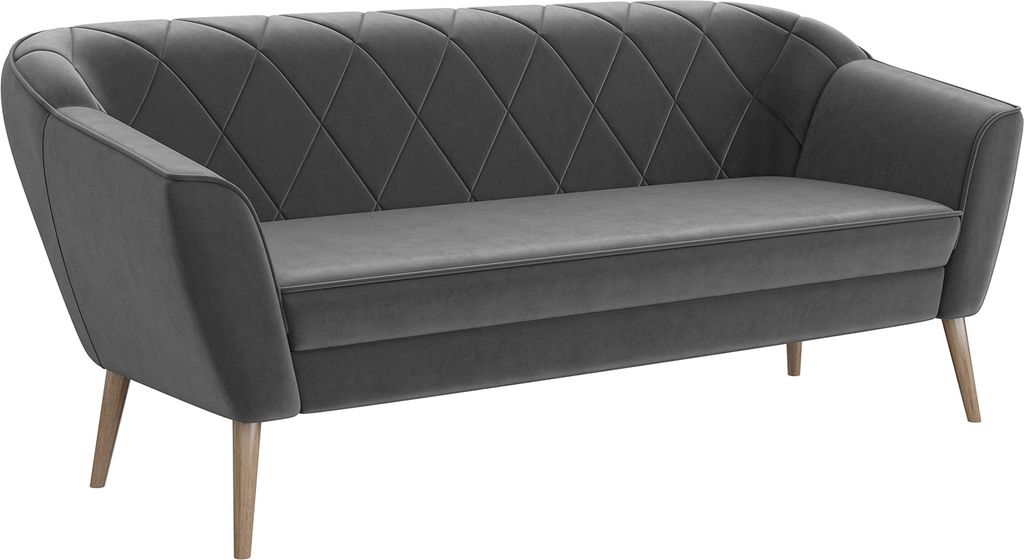 MEBLINI Mini Sofa 3-Sitzer für Wohnzimmer - Mini Lounge für drei Personen - Küchensofa - Sofa Klein - GISELA - 3 - Dunkelgrau Samt