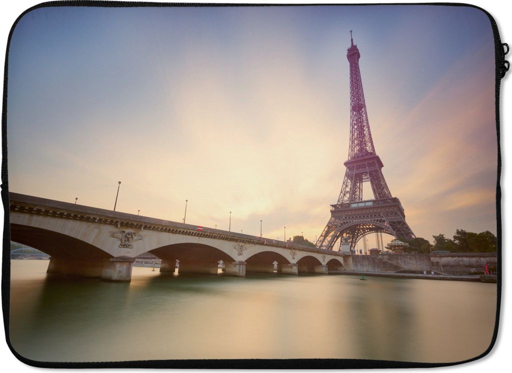 MuchoWow Laptop Hülle 13 Zoll Paris - Eiffelturm - Brücke Laptoptasche - Laptophülle - Sleeve - Rundumschutz