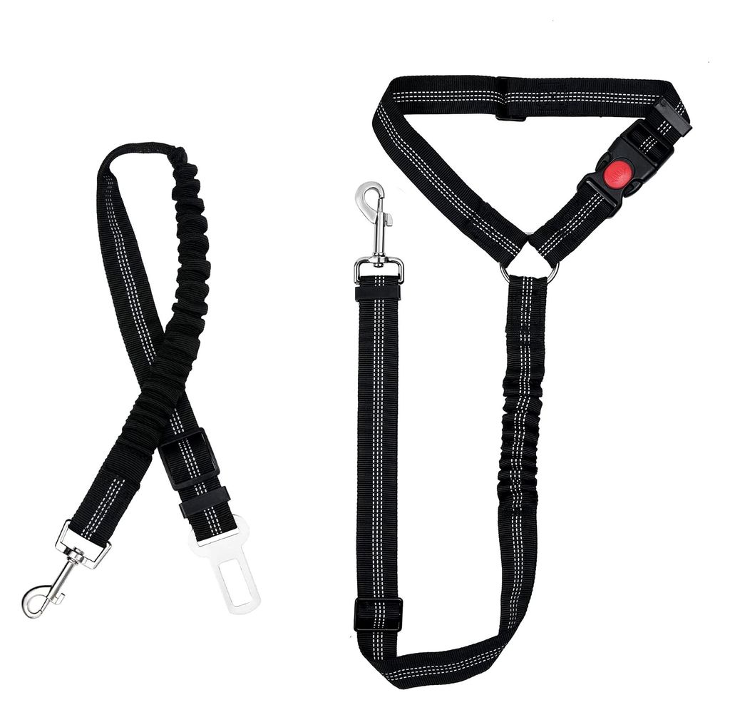 Hunde Sicherheitsgurt, 2 Stück Anschnallgurt für das Auto mit Universalstecker, Hundesicherheitsgurt mit elastischer Ruckdämpfung und starken Ka...