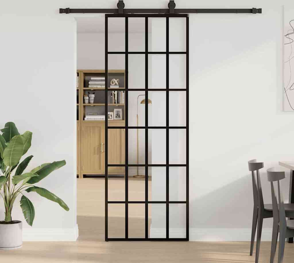 Praktischen Schiebetür mit Beschlag Schwarz 76x205 cm ESG-Glas - Zimmertüren ,design Möbel 4534109 2parcel