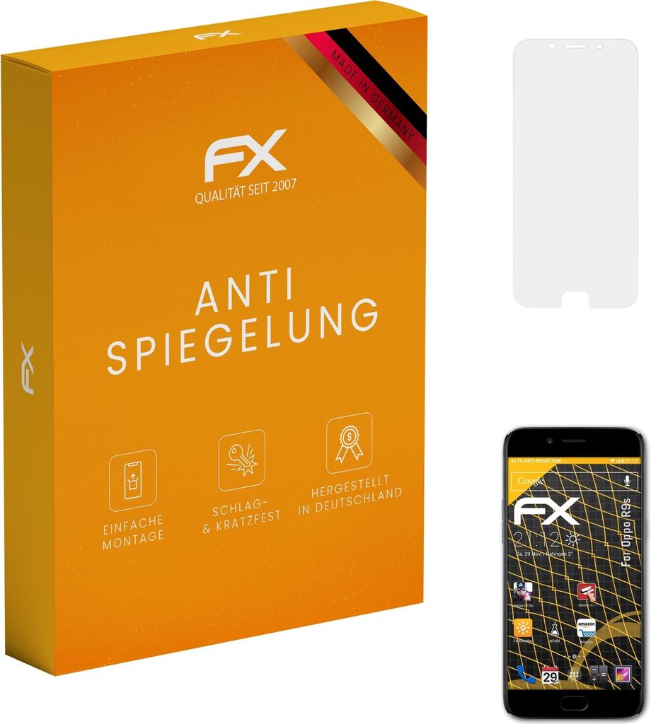 atFoliX FX-Antireflex 3x Schutzfolie kompatibel mit Oppo R9s Displayfolie