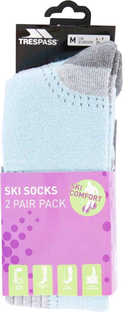 Trespass Janus Ii – Skisocken für Damen (2er-Pack) Mist/Aqua