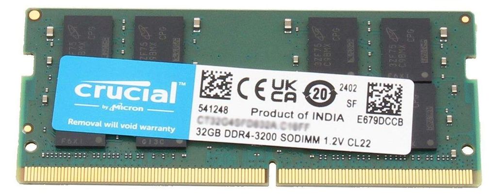 Memoria Crucial 32 GB DDR4 3200 MT/s SODIMM 260pin CL19 Immagine del prodotto 